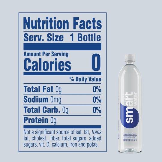 smartwater vapor distilled premium water, 1 liter, 6 count bottles