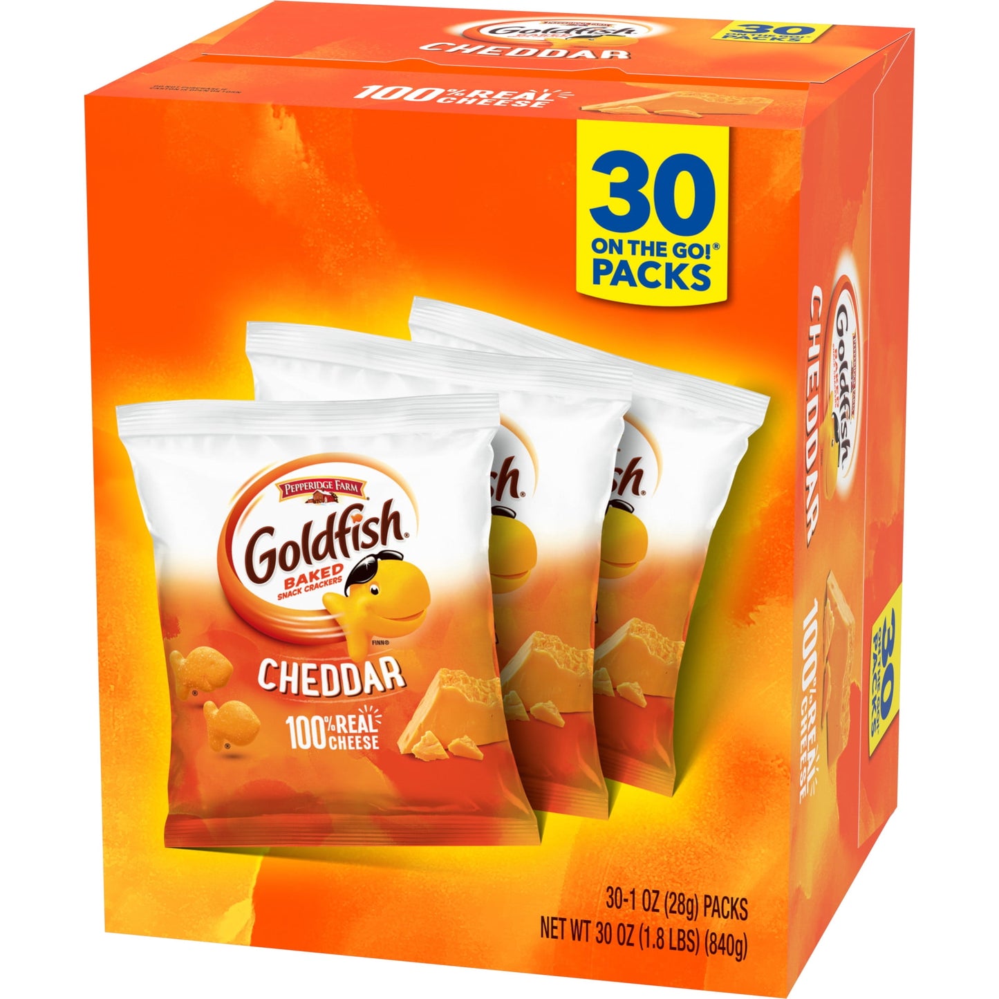 Goldfish Cheddar Crackers, Snack Pack, 1 oz, 30 CT Multi-Pack Box