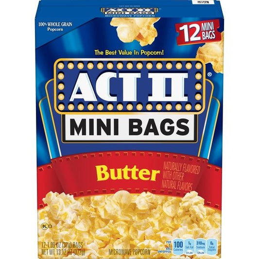 ACT II Butter Flavor Microwave Popcorn, Mini Bags, 13.125 oz., 12-Count