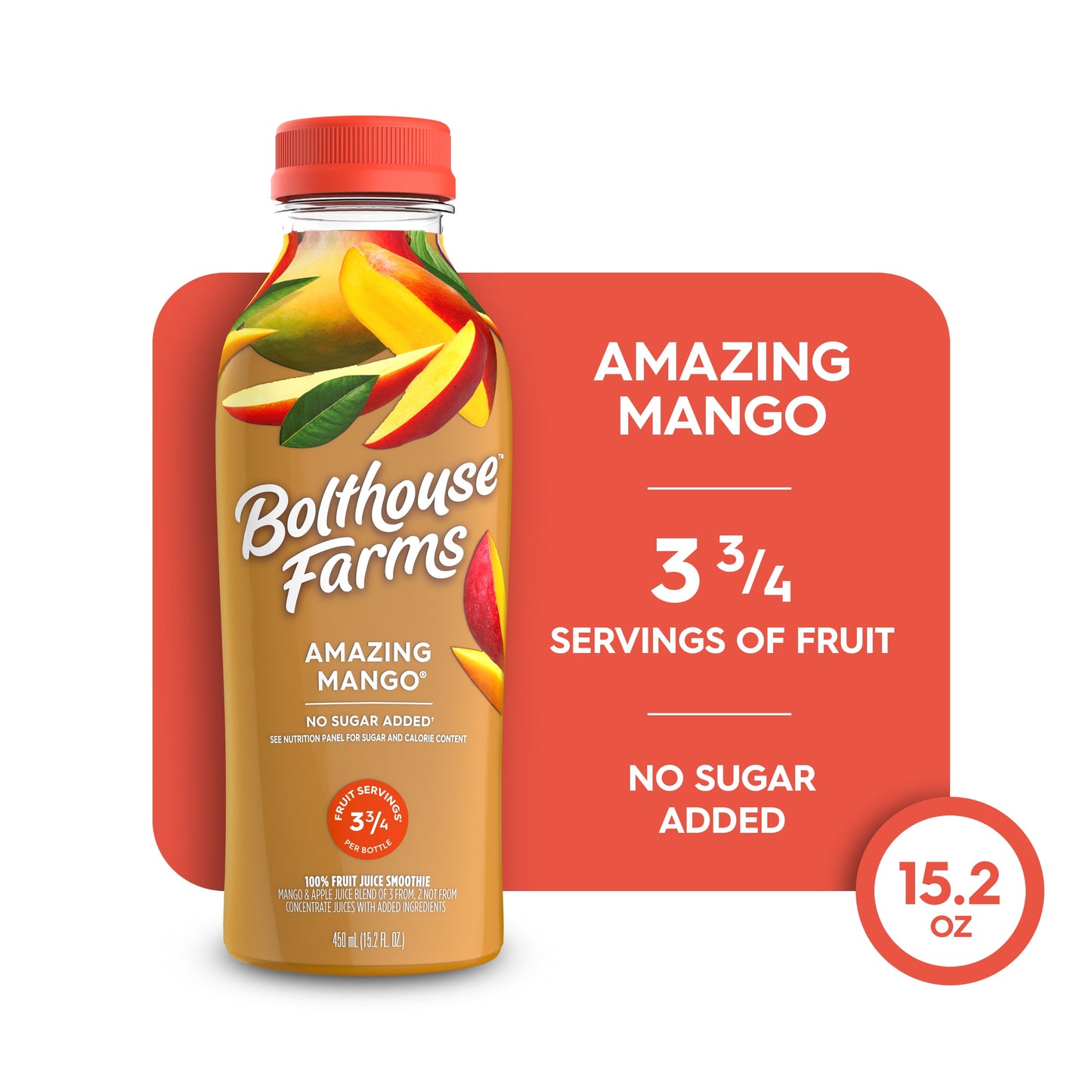 Bolthouse Farms Fruit Juice Smoothie, Amazing Mango, 15.2 fl. oz. Bottle