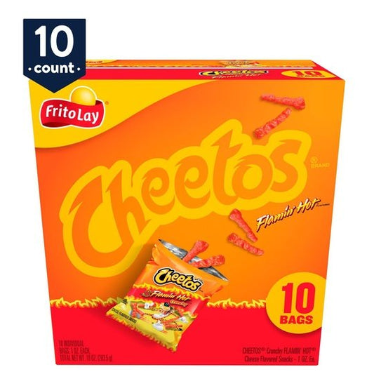 Cheetos Crunchy Cheese Flavored Snacks Flamin' Hot, 1 oz, 10 Count