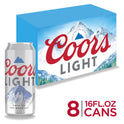 Coors Light Lager Beer, 8 Pack, 16 fl oz Cans, 4.2% ABV