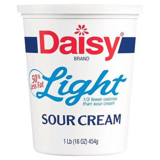 Daisy Pure and Natural Light Sour Cream, 50% Less Fat, 16 oz (1 lb) Tub (Refrigerated)