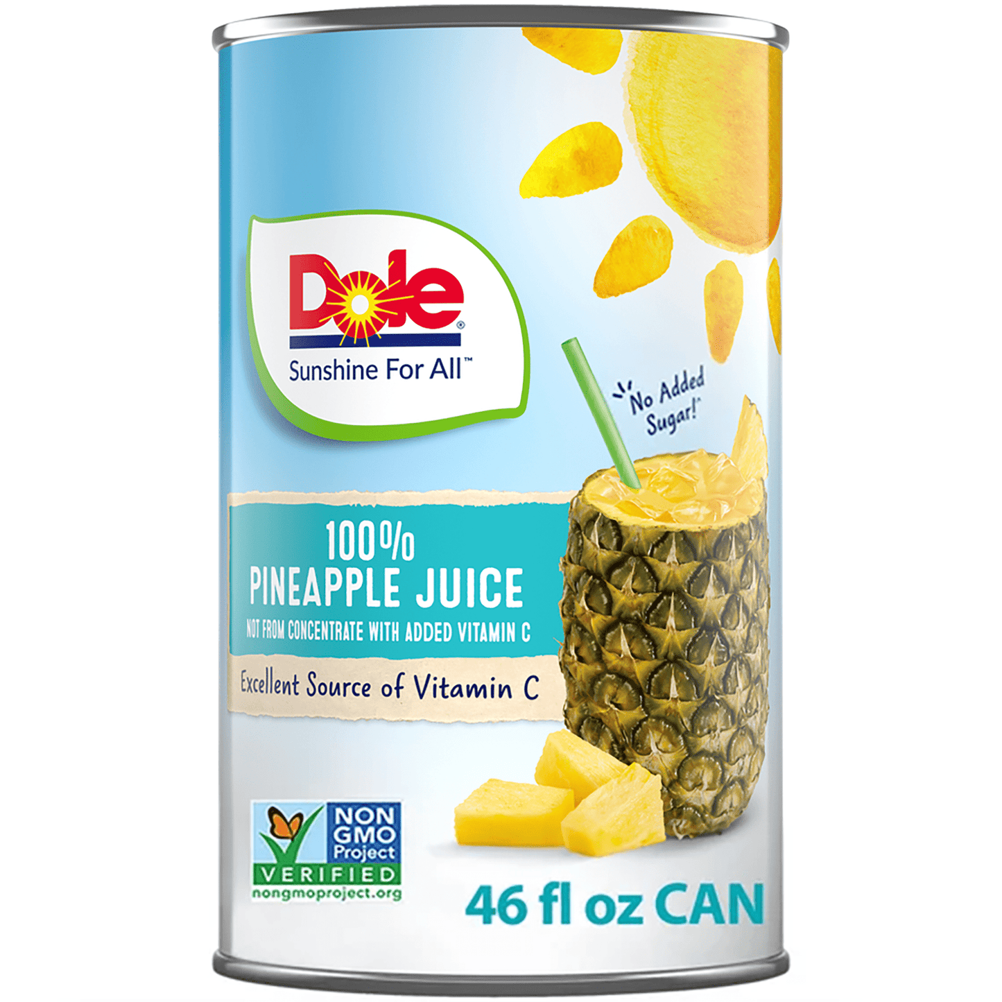 Dole All Natural 100% Pineapple Juice, 46 fl oz Can