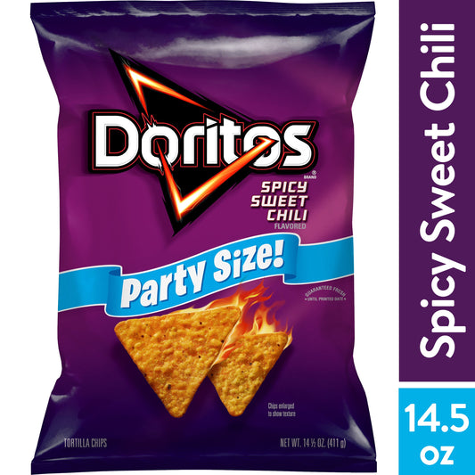 Doritos Spicy Sweet Chili Tortilla Snack Chips, Party Size, 14.5 oz Bag