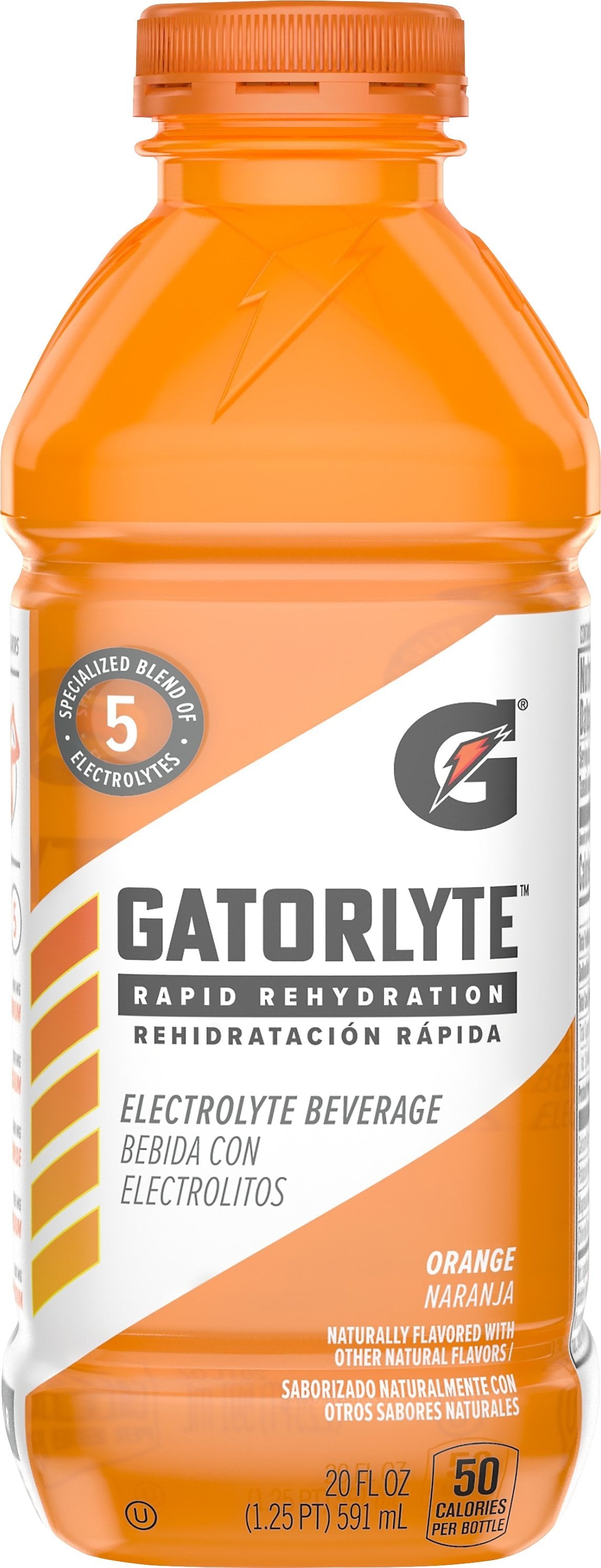 Gatorlyte Rapid Rehydration Electrolyte Beverage, Orange, 20 oz Bottle