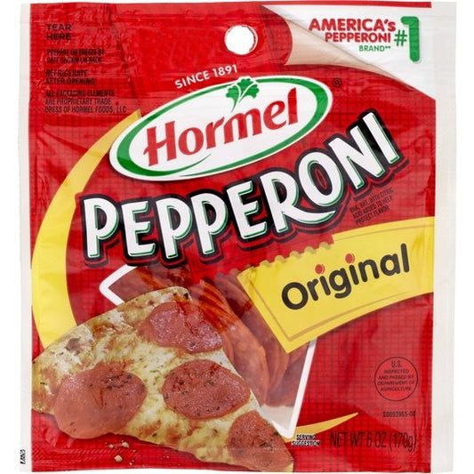 HORMEL, Pepperoni, Pizza Topping, Gluten Free, Original, 6 oz Plastic Resealable Package