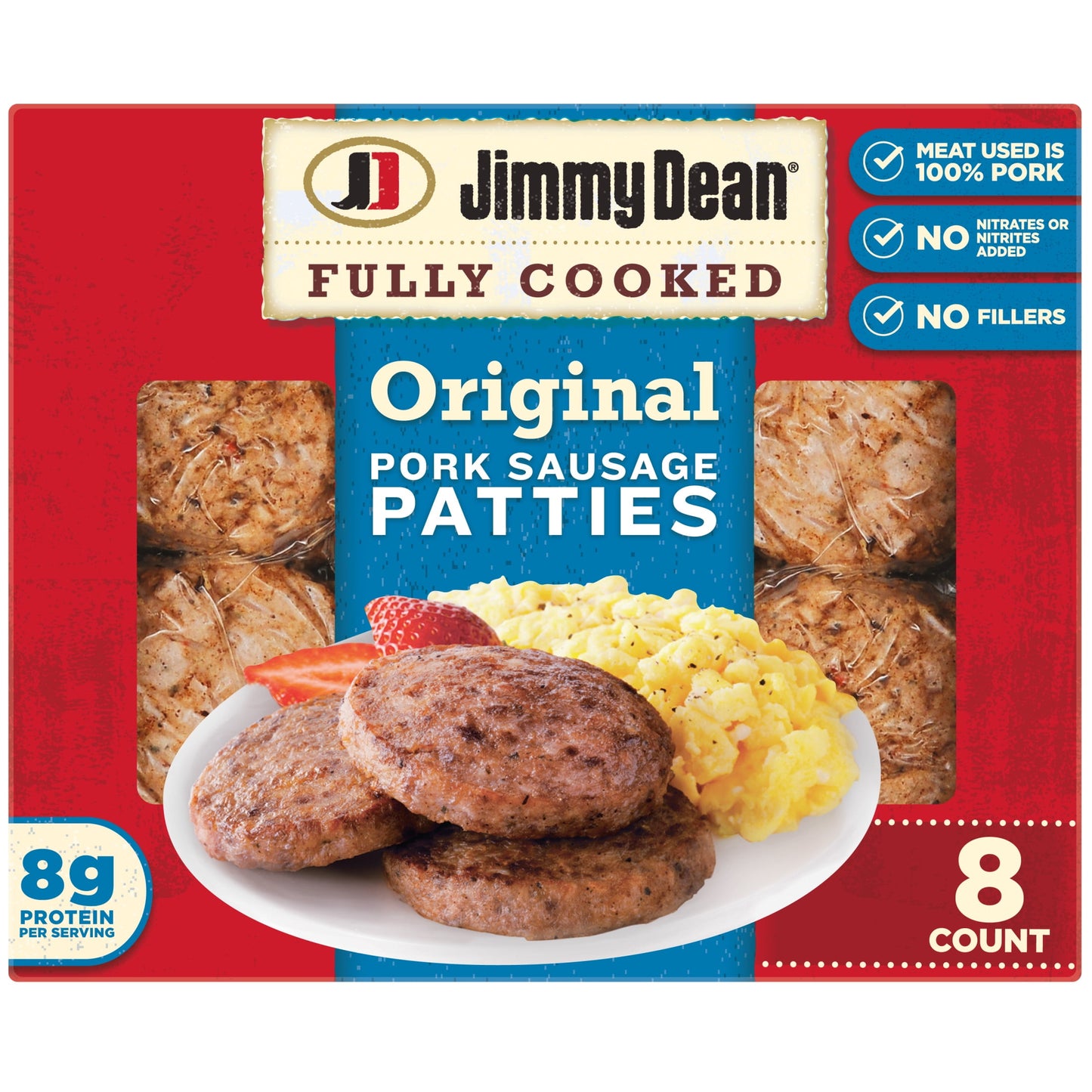 Jimmy Dean Fully Cooked Original Pork Sausage Patties, 9.6 oz, 8 Count