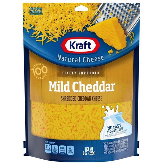 Kraft Mild Cheddar Finely Shredded Cheese, 8 oz Bag