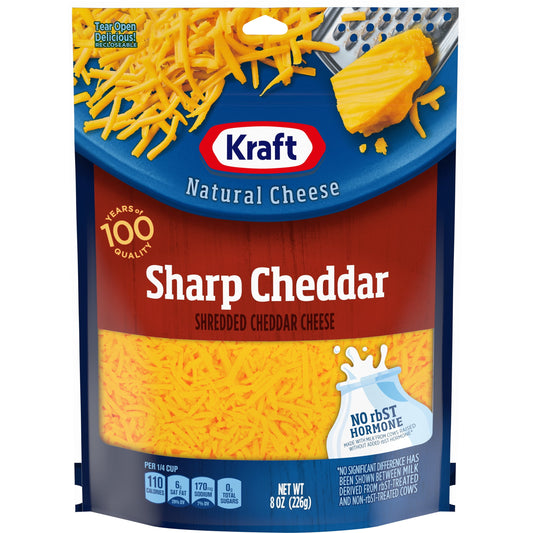 Kraft Sharp Cheddar Shredded Cheese, 8 oz Bag