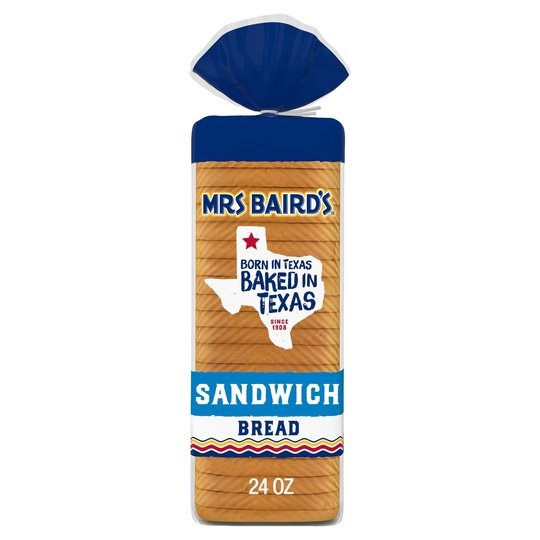 Mrs Baird’s Sandwich White Bread, A Cholesterol Free Food, Pre-Sliced Loaf, 1 Pound 8 Ounces