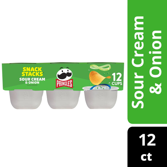 Pringles Sour Cream and Onion Potato Crisps Chips, 8.8 oz, 12 Count