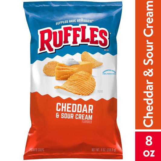 Ruffles Potato Chips Cheddar & Sour Cream Flavored 8 Oz