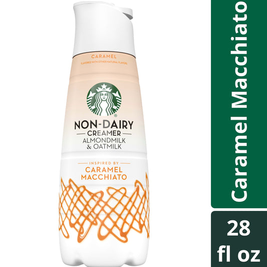 Starbucks Caramel Flavored Almondmilk and Oatmilk Non Dairy Liquid Coffee Creamer, 28 fl oz