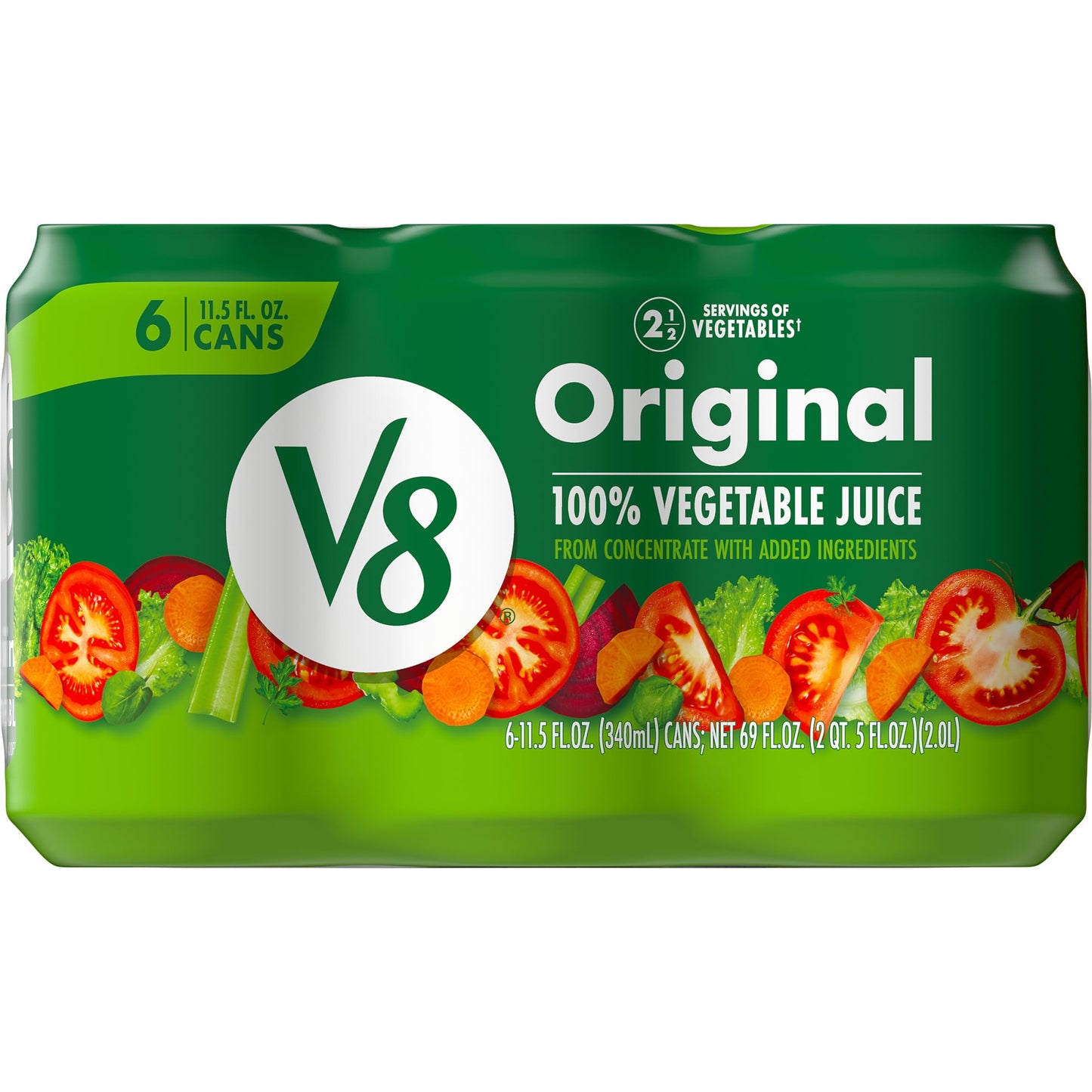 V8 Original 100% Vegetable Juice, 11.5 fl oz Can (Pack of 6)