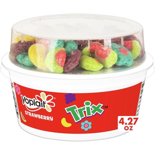 Yoplait Strawberry Low Fat Kids Yogurt & Trix Cereal Snack 4.27 OZ Cup