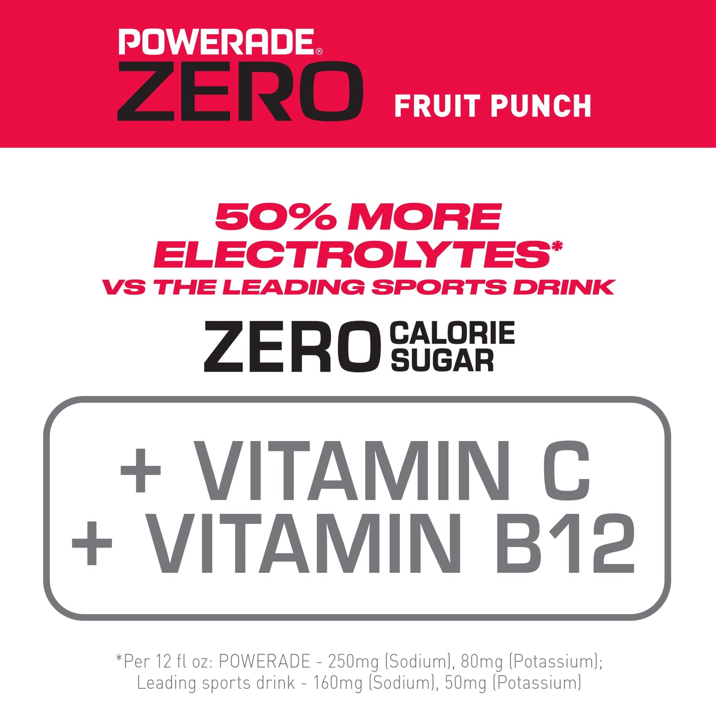 POWERADE Electrolyte Enhanced Zero Sugar Fruit Punch Sport Drink, 20 fl oz, 8 Count Bottles