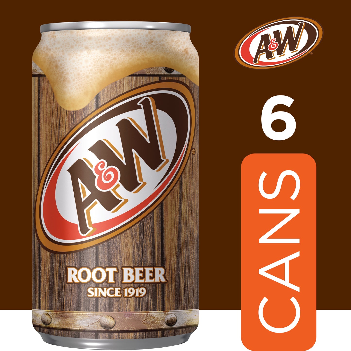 A&W Root Beer Soda, 7.5 fl oz cans, 6 pack