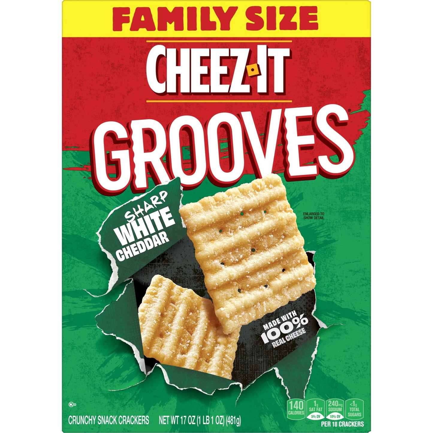 Cheez-It Grooves Sharp White Cheddar Crunchy Cheese Crackers, 17 oz