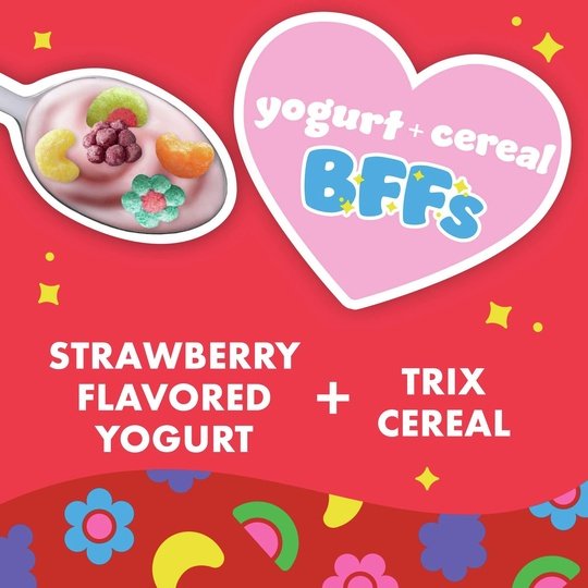 Yoplait Strawberry Low Fat Kids Yogurt & Trix Cereal Snack 4.27 OZ Cup