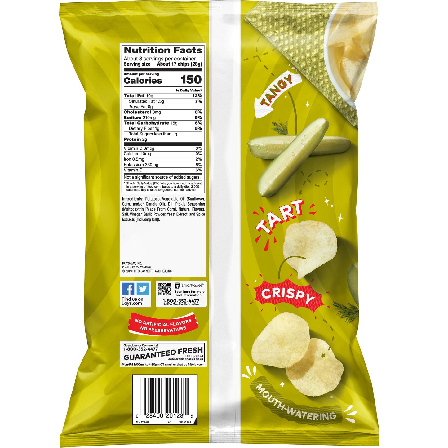 Lay's Dill Pickle Potato Snack Chips,7.75 oz Bag