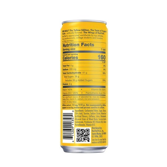 Red Bull Yellow Edition Tropical Energy Drink. 12 fl oz Can