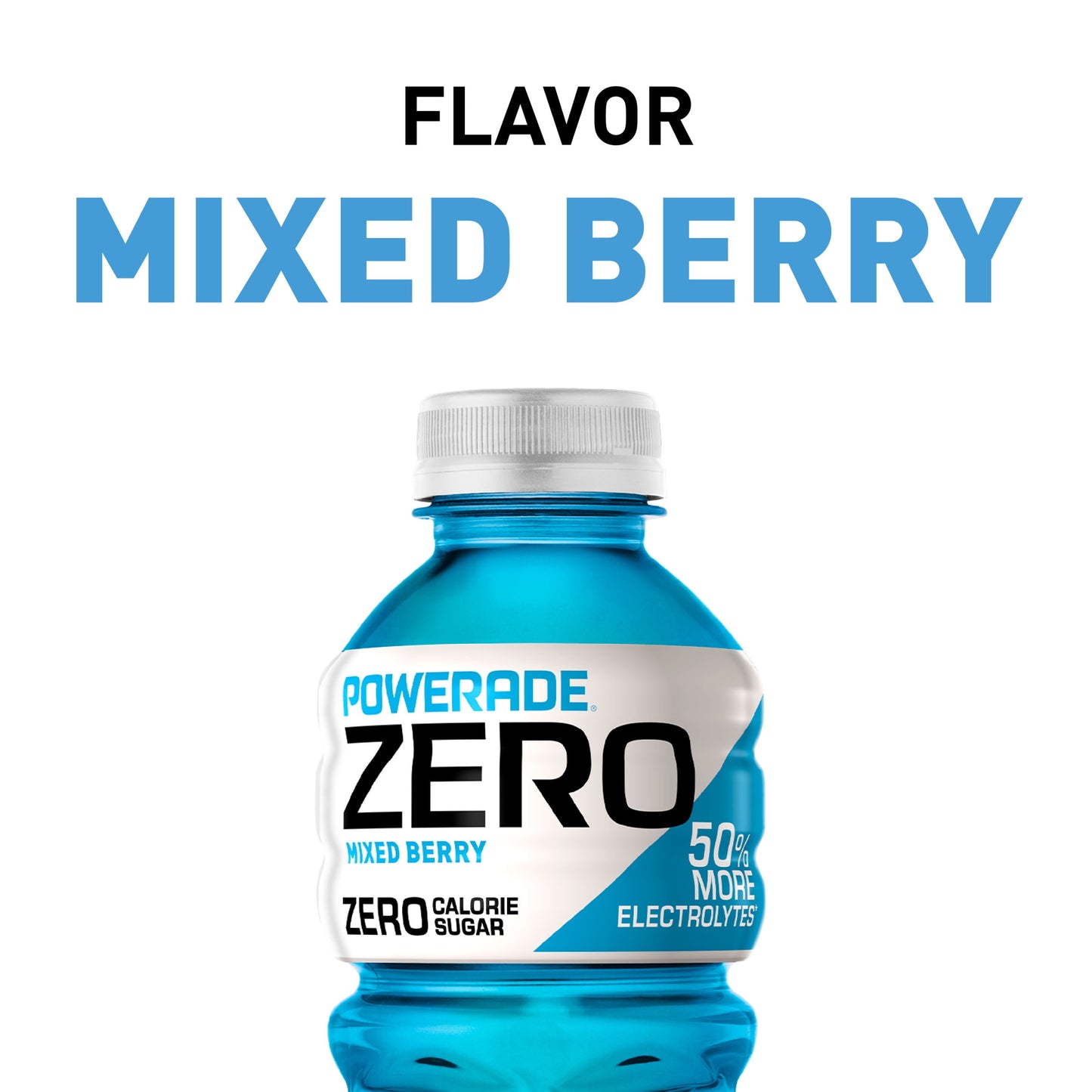 POWERADE Electrolyte Enhanced Zero Sugar Mixed Berry Sport Drink, 20 fl oz, 8 Count Bottles