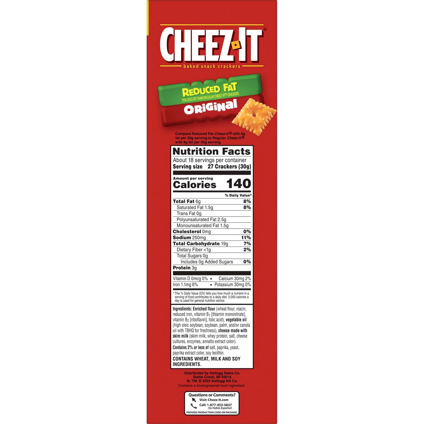 Cheez-It Reduced Fat Original Cheese Crackers, 19 oz