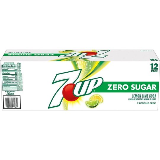 7UP Zero Sugar Lemon Lime Soda, 12 fl oz cans, 12 pack