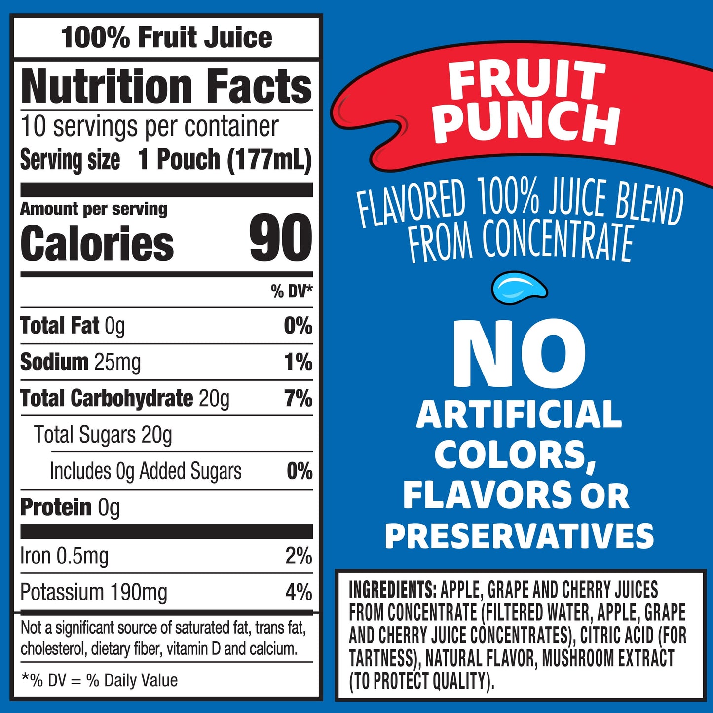 Capri Sun 100% Juice Fruit Punch Juice Box Pouches, 10 ct Box, 6 fl oz Pouches