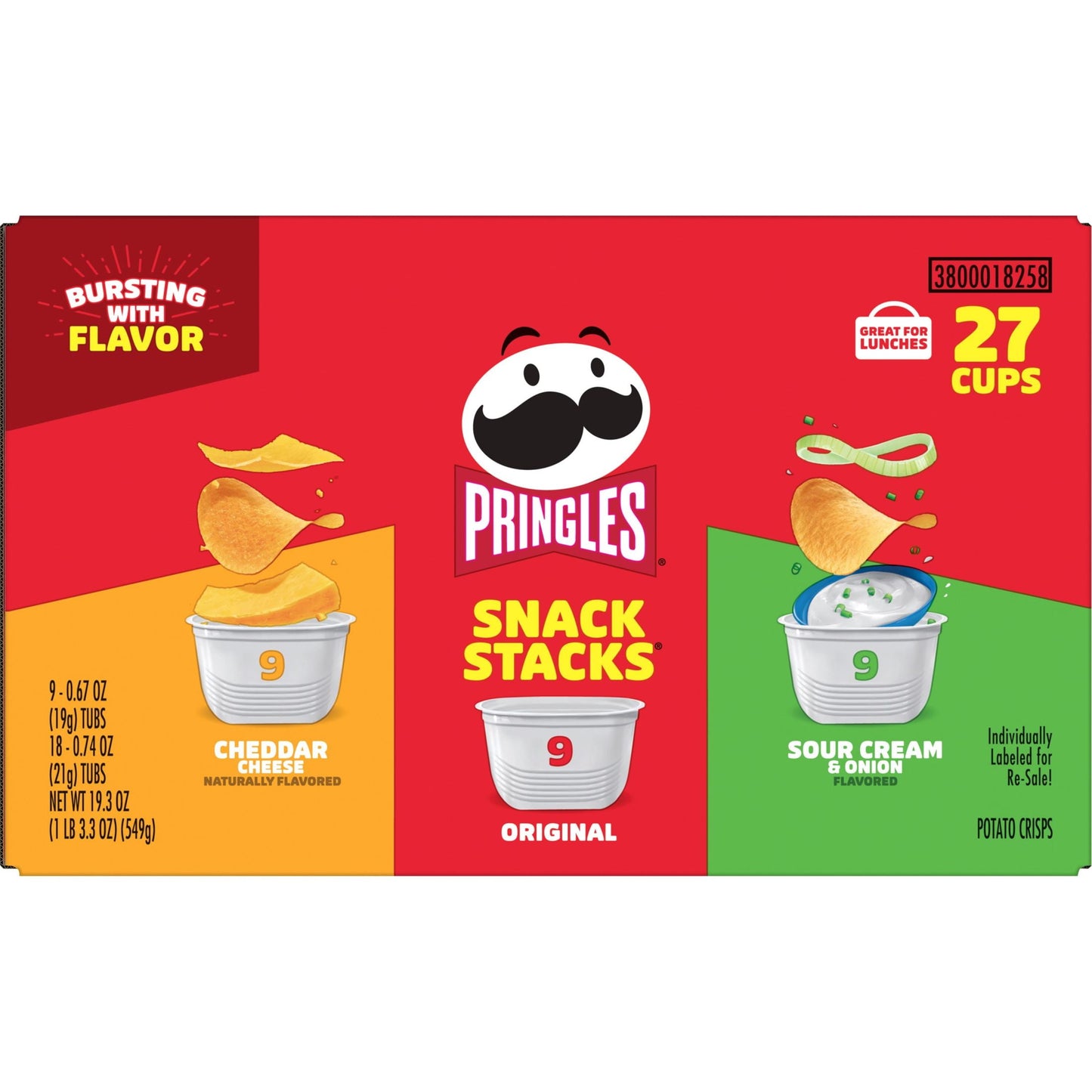 Pringles Snack Stacks Variety Pack Potato Crisps Chips, 19.3 oz, 27 Count