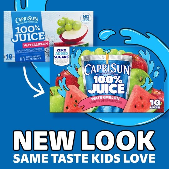 Capri Sun 100% Juice Watermelon Juice Box Pouches, 10 ct Box, 6 fl oz Pouches