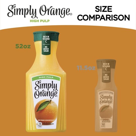 Simply Non GMO High Pulp Orange Juice, 52 fl oz Bottle