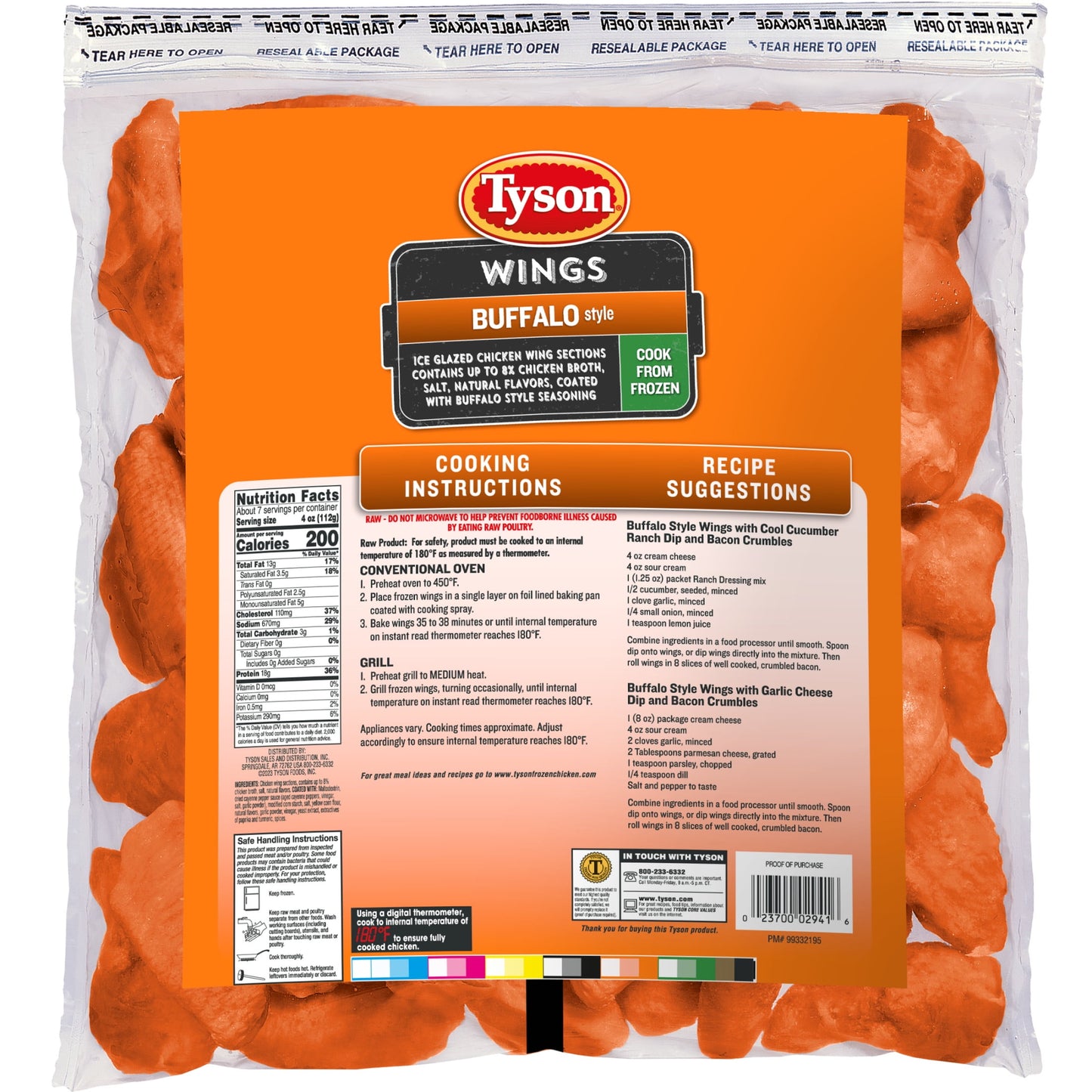 Tyson Buffalo Frozen Chicken Wings, 40 oz Bag