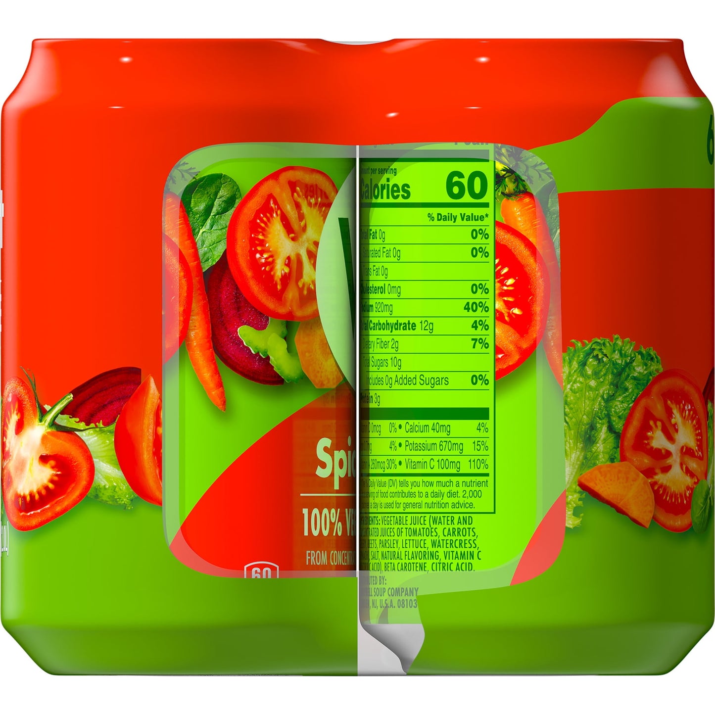 V8 Spicy Hot 100% Vegetable Juice, 11.5 fl oz Can (Pack of 6)